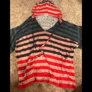 Splendid oversized boxy cropped hooded tee